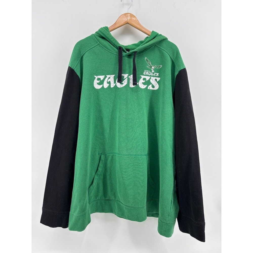 Philadelphia Eagles Logo Athletic Hoodie Men's Green Black 3XL Color Block Retro
